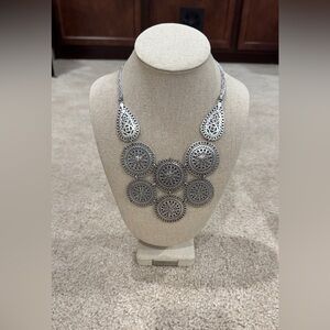 Stella & Dot Medina Silver Medallion Bib Necklace